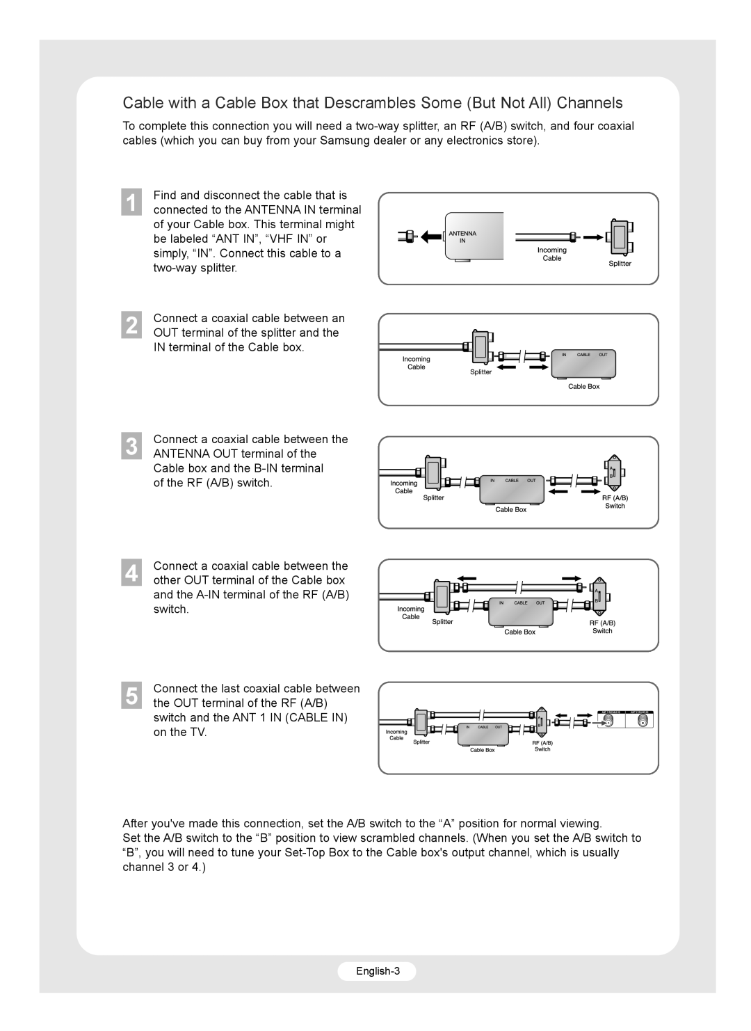 Samsung SP-R4232 manual Your Cable box. This terminal might 