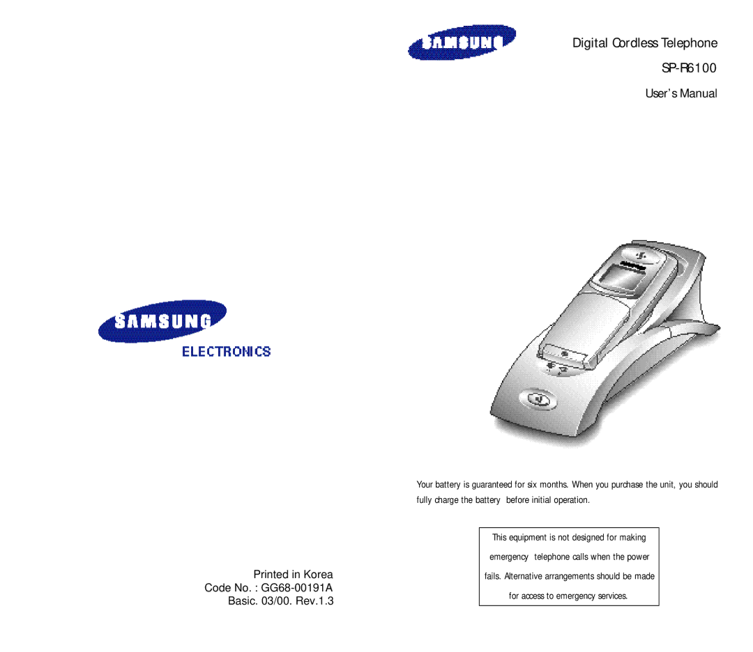 Samsung SP-R6100 user manual User’s Manual 