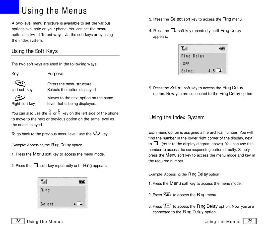 Samsung SP-R6100 user manual Using the Menus, Using the Soft Keys, Using the Index System 