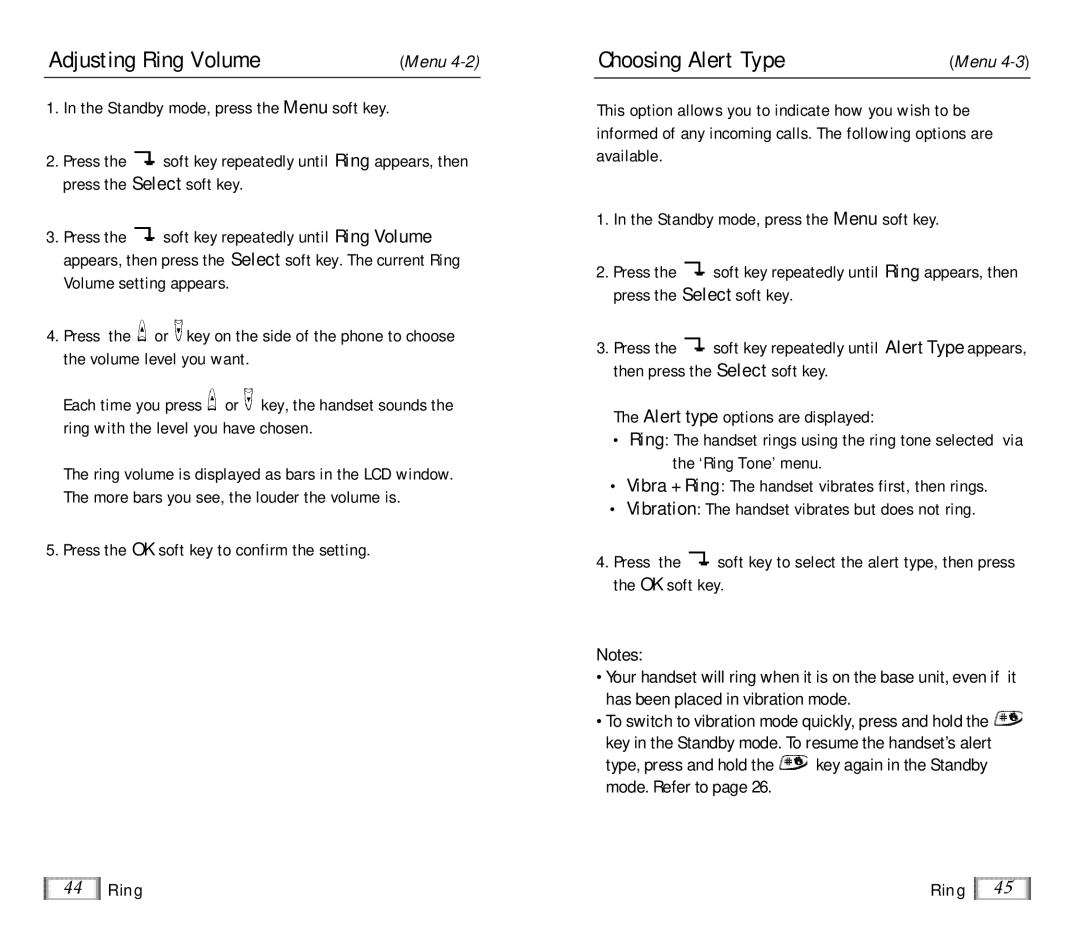 Samsung SP-R6100 user manual Adjusting Ring Volume, Choosing Alert Type 