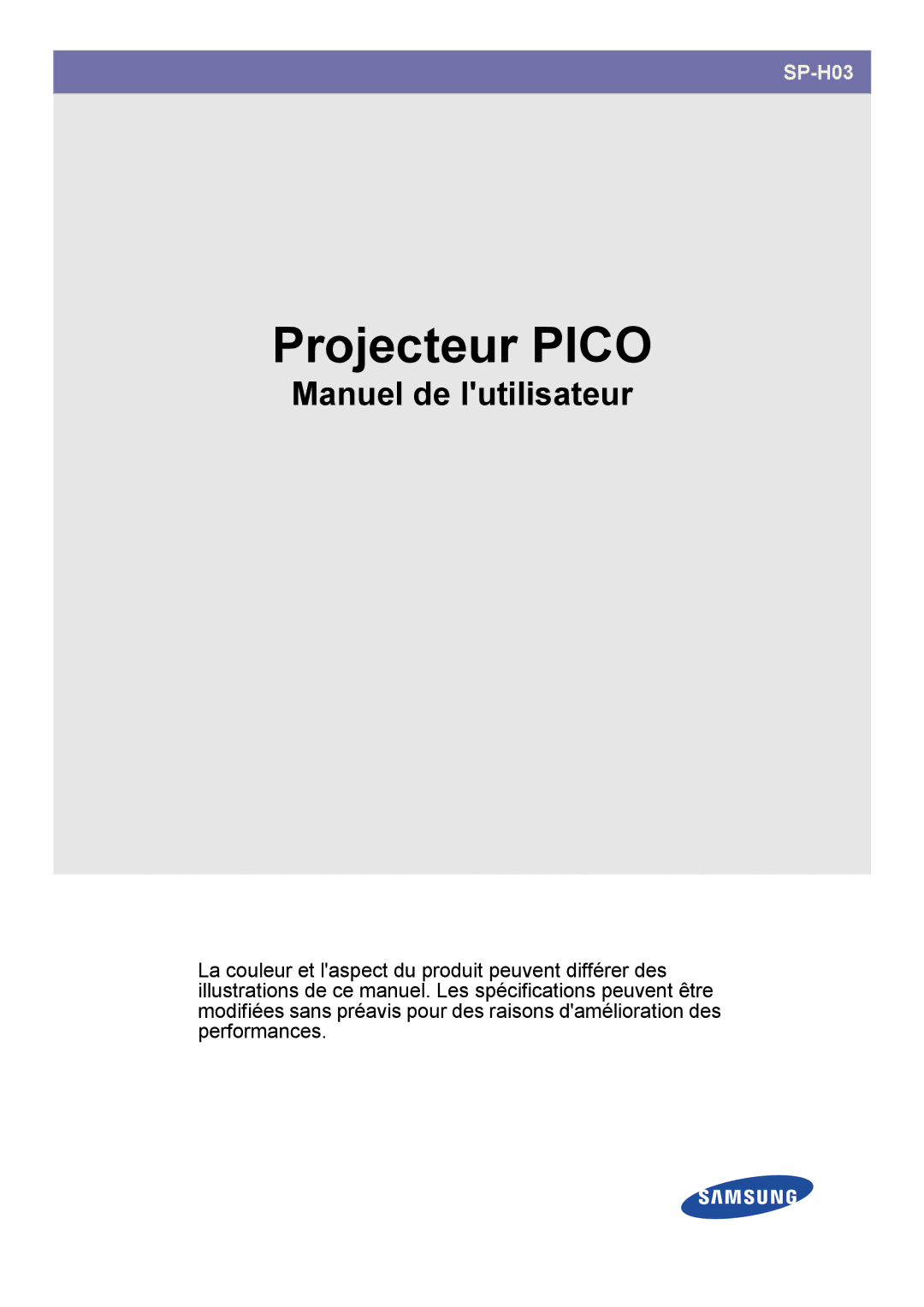 Samsung SP0351VBX/EN manual Projecteur Pico 