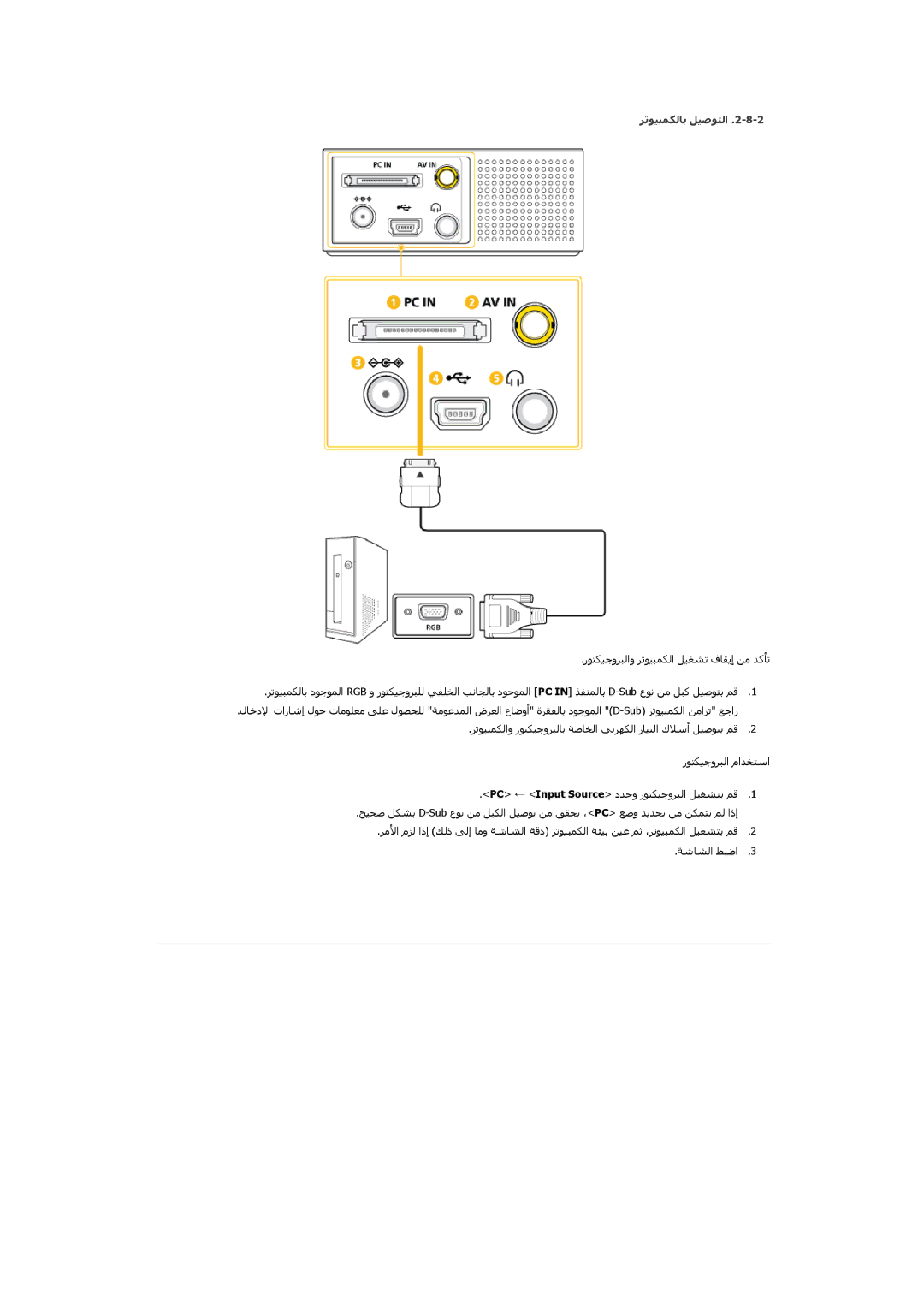 Samsung SP0351VBX/EN manual ﺮﺗﻮﻴﺒﻤﻜﻟﺎﺑ ﻞﻴﺻﻮﺘﻟا 