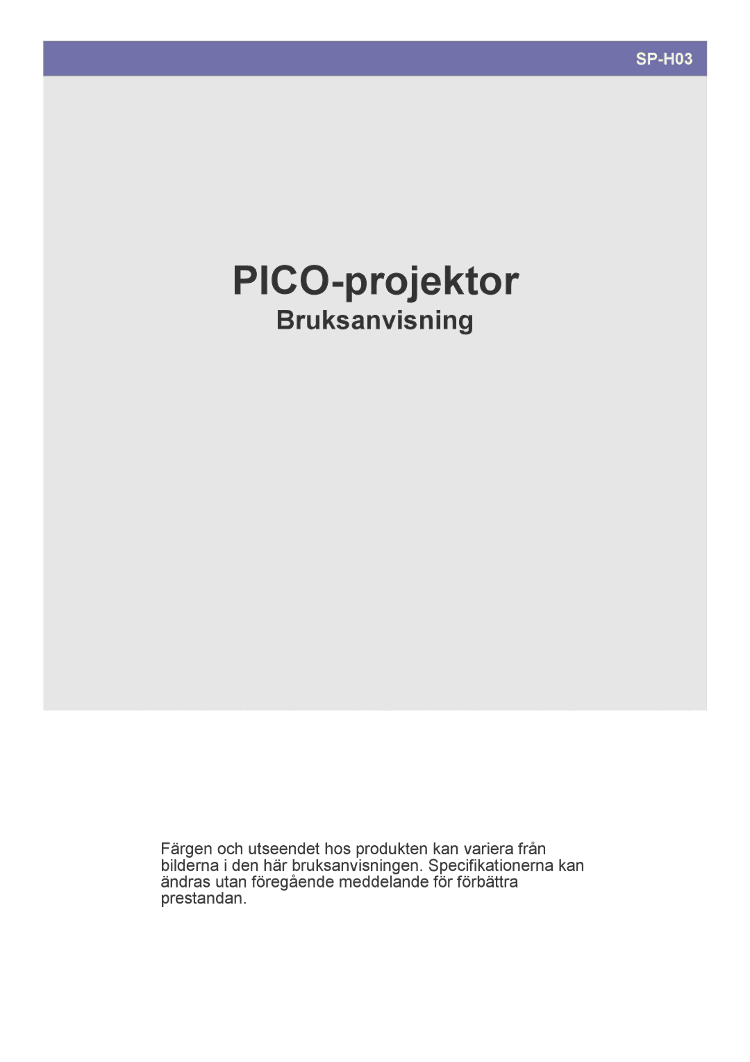 Samsung SP0351VBX/EN manual PICO-projektor 