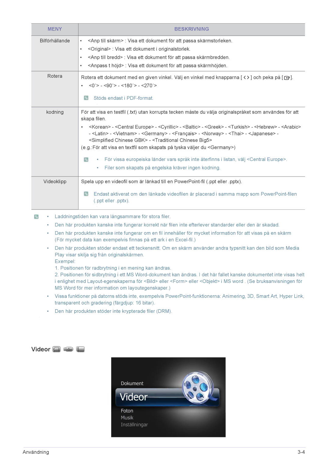 Samsung SP0351VBX/EN manual Videor 