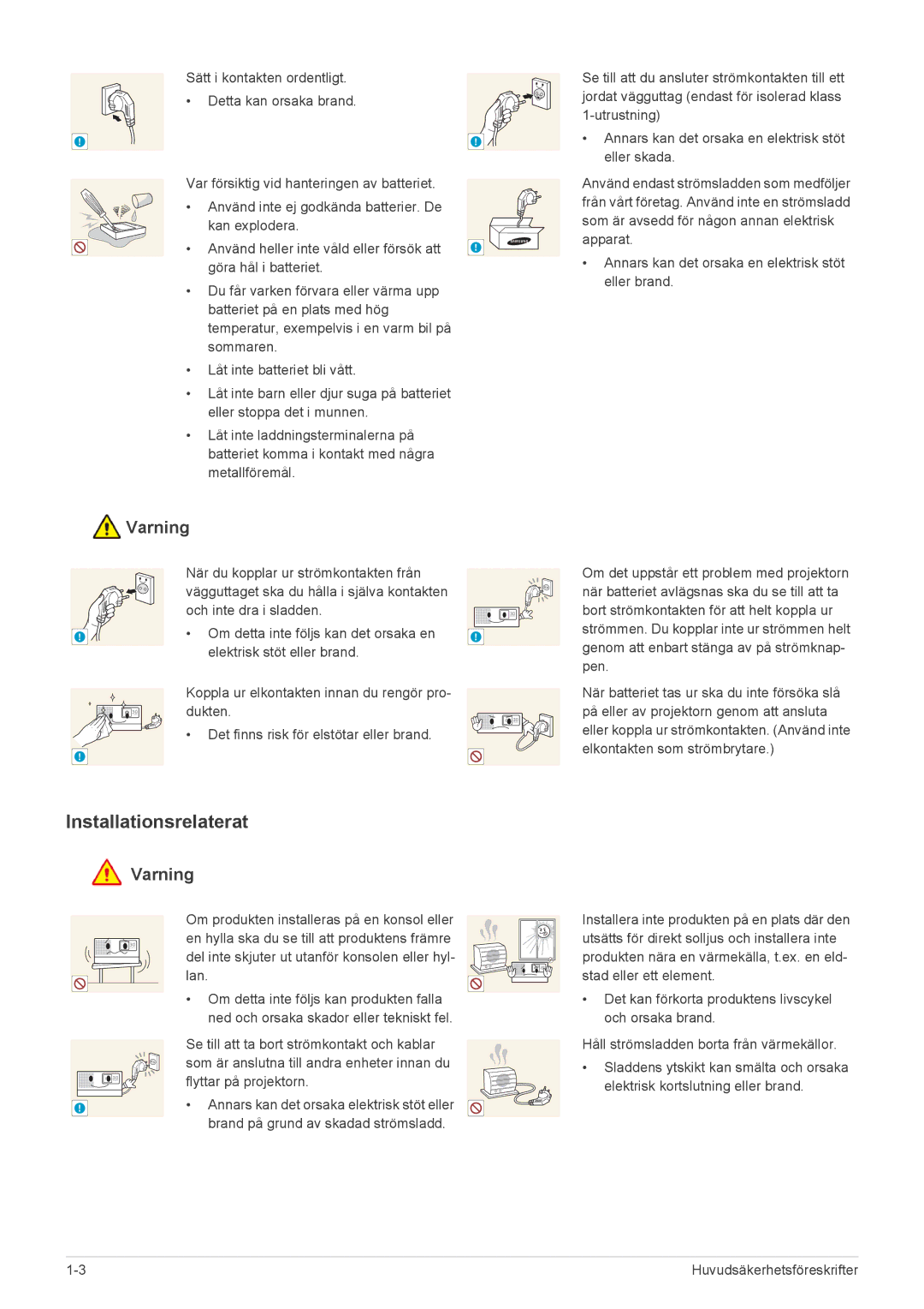 Samsung SP0351VBX/EN manual Installationsrelaterat 