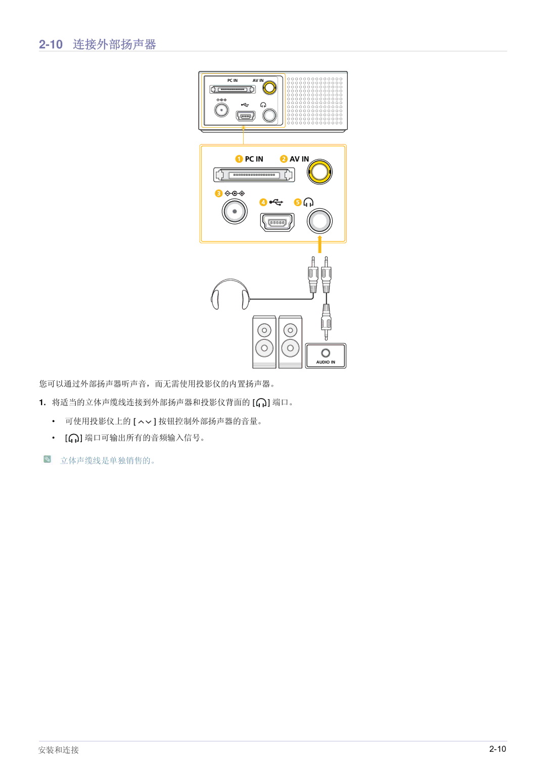 Samsung SP0351VBX/EN manual Audio 