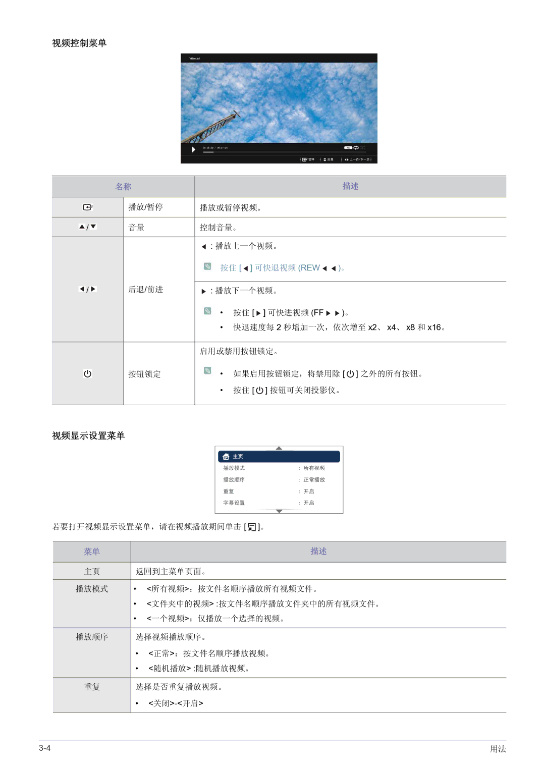 Samsung SP0351VBX/EN manual Rew 