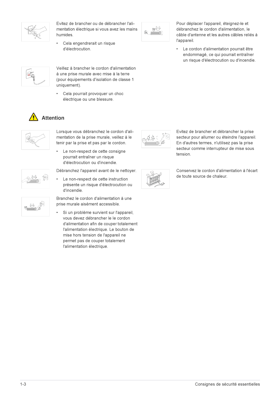 Samsung SP1055XWX/EN, SP1005XWX/EN manual Consignes de sécurité essentielles 