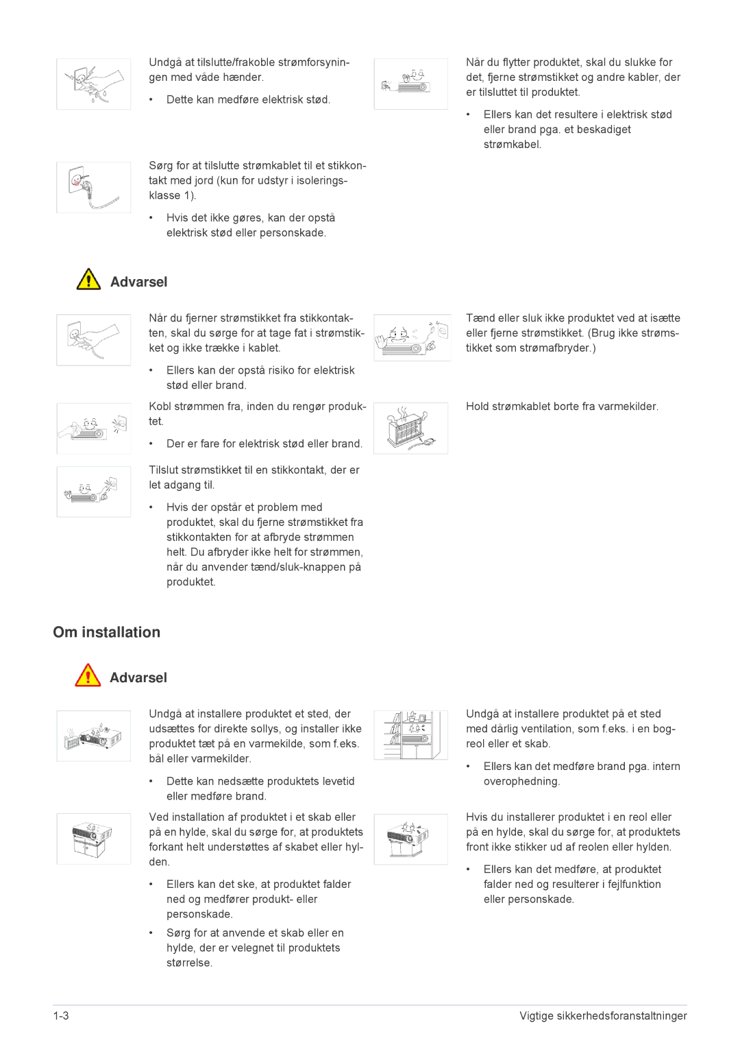 Samsung SP1055XWX/EN, SP1005XWX/EN manual Om installation 