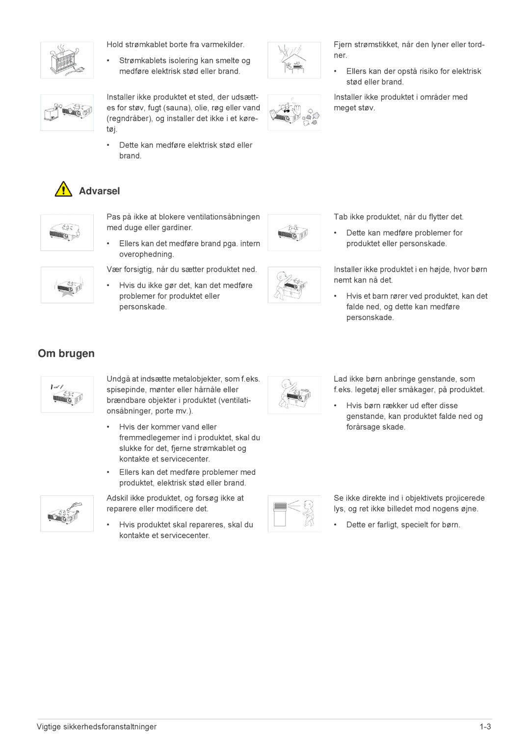 Samsung SP1005XWX/EN, SP1055XWX/EN manual Om brugen 