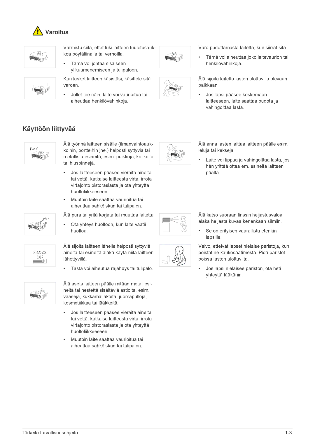 Samsung SP1005XWX/EN, SP1055XWX/EN manual Käyttöön liittyvää 