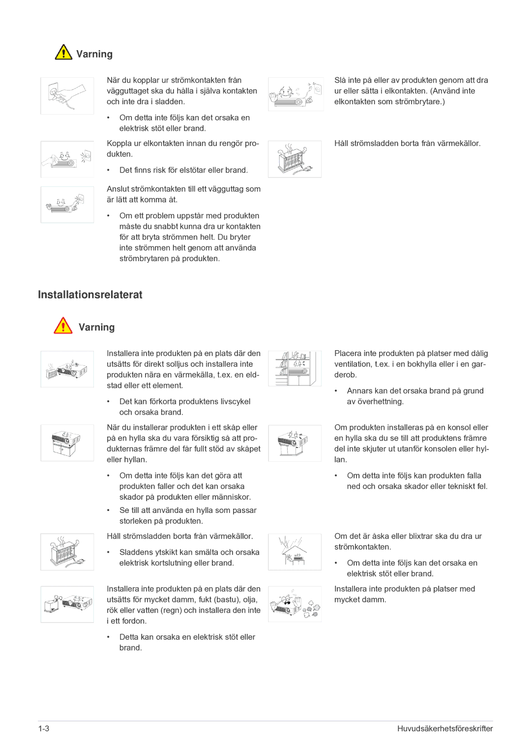 Samsung SP1055XWX/EN, SP1005XWX/EN manual Installationsrelaterat 