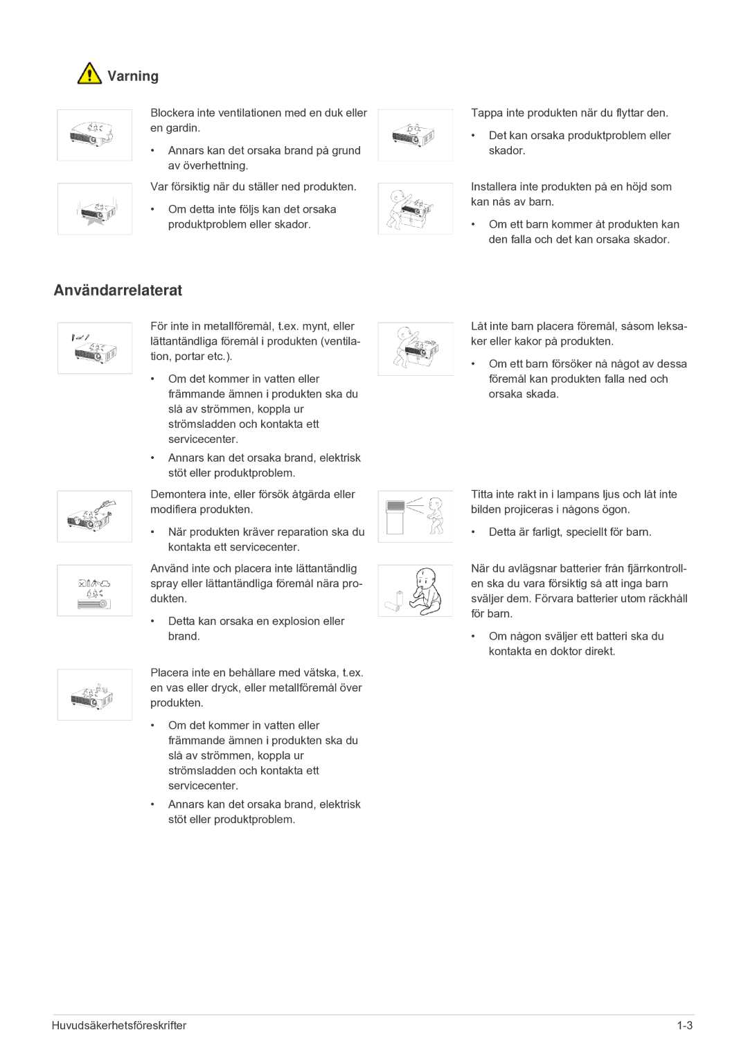 Samsung SP1005XWX/EN, SP1055XWX/EN manual Användarrelaterat 