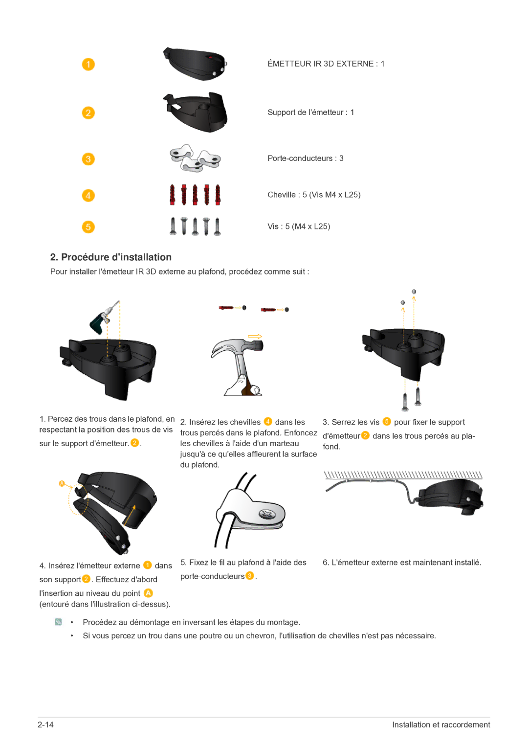 Samsung SP1035FBX/EN manual Procédure dinstallation 