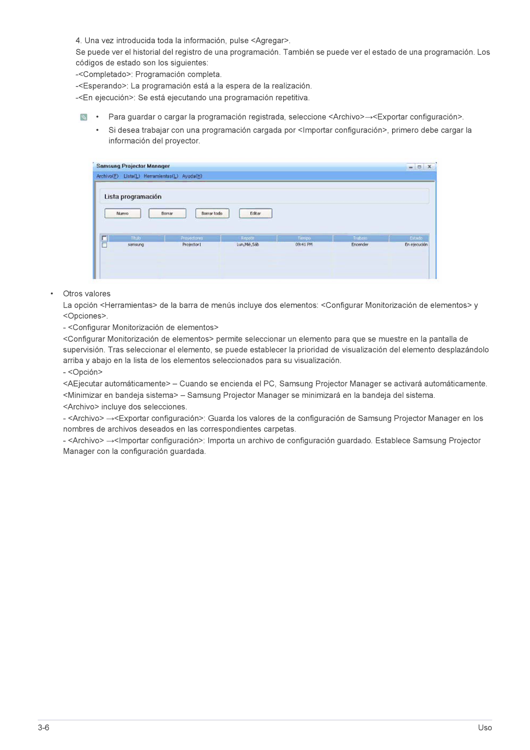 Samsung SP1055XWX/ZX, SP1055XWX/EN manual Uso 