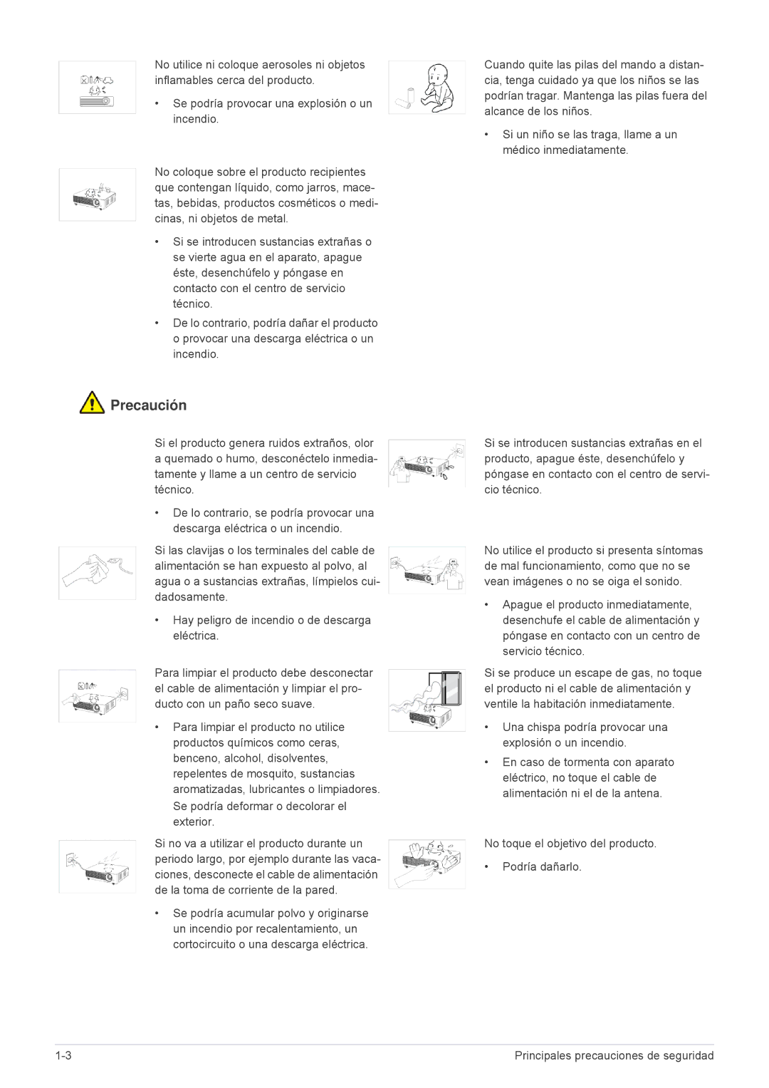 Samsung SP1055XWX/ZX, SP1055XWX/EN manual Precaución 