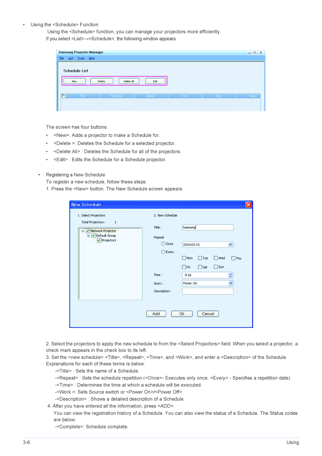 Samsung SP1055XWX/EN, SP1055XWX/ZX manual Using 