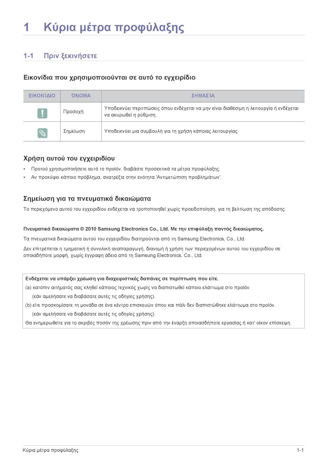 Samsung SP2003SWX/EN Πριν ξεκινήσετε, Εικονίδια που χρησιμοποιούνται σε αυτό το εγχειρίδιο, Χρήση αυτού του εγχειριδίου 