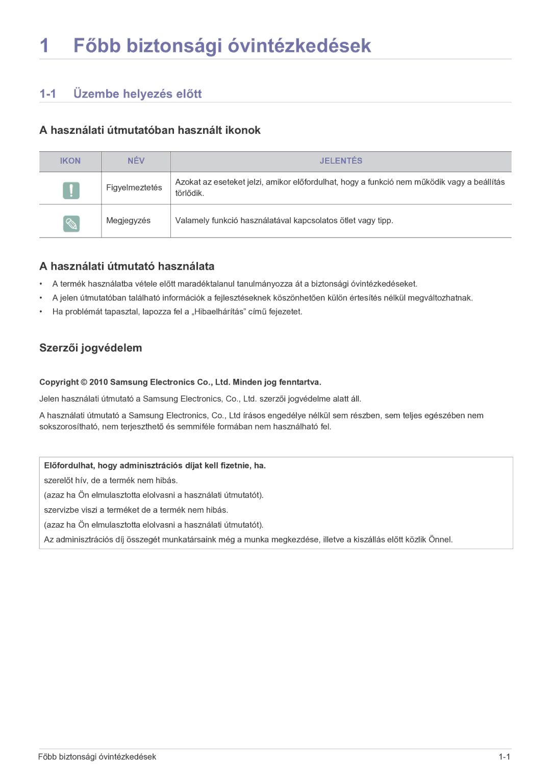 Samsung SP2203WWX/EN manual Üzembe helyezés előtt, Használati útmutatóban használt ikonok, Használati útmutató használata 