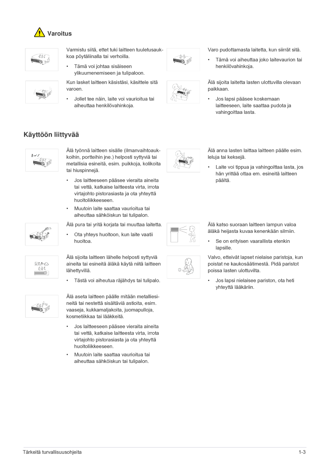 Samsung SP2203XWCX/EN manual Käyttöön liittyvää 