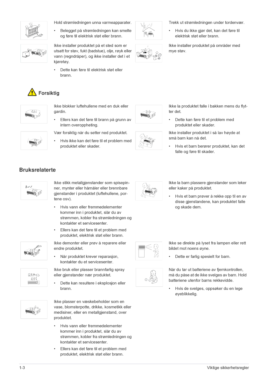 Samsung SP2203XWCX/EN manual Bruksrelaterte 