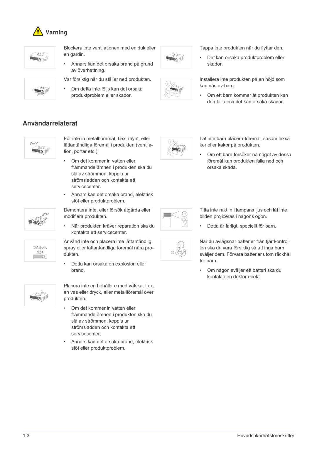 Samsung SP2203XWCX/EN manual Användarrelaterat 