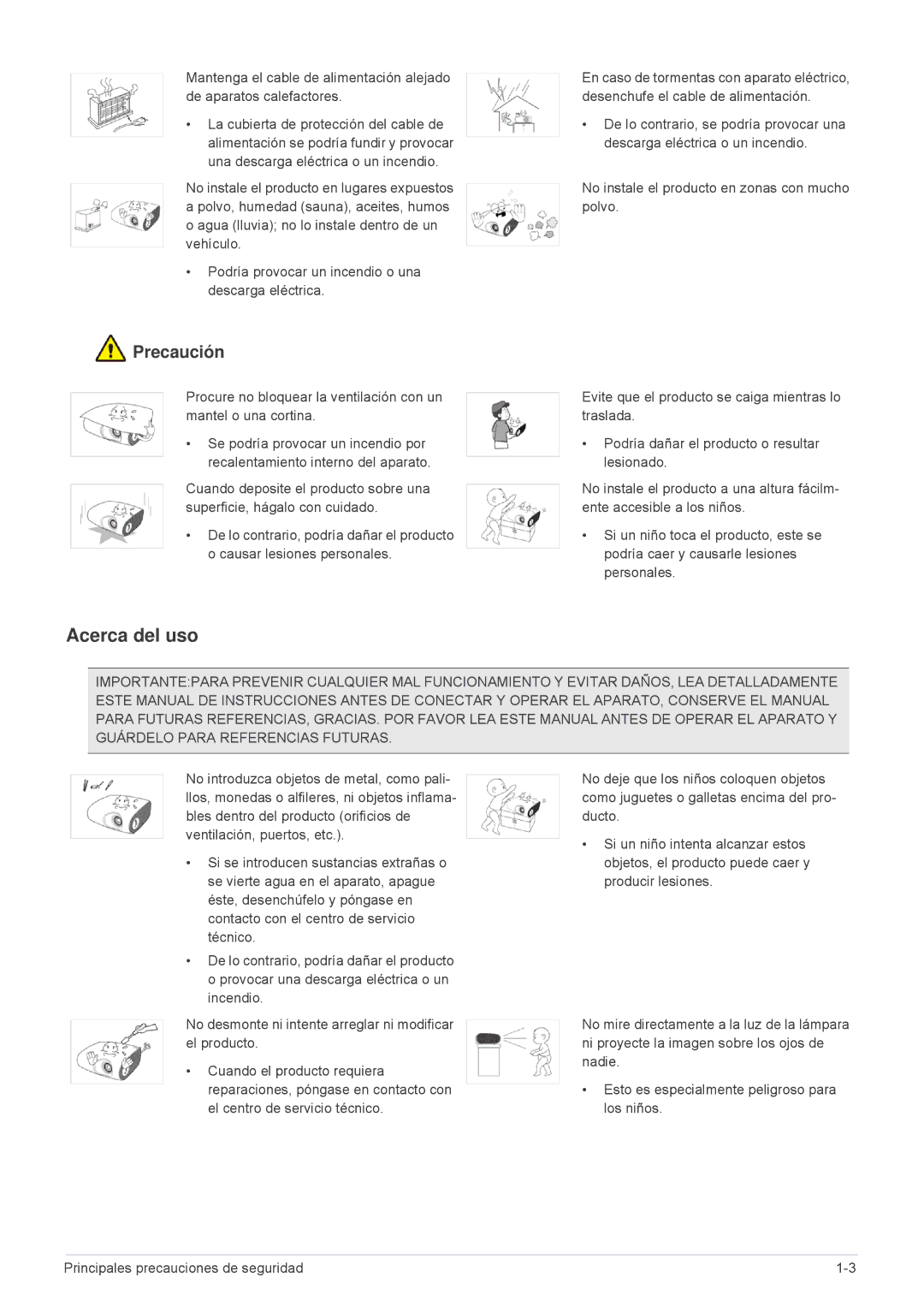 Samsung SP2503XWX/EN, SP2203XWX/EN, SP2003XWX/EN manual Acerca del uso 