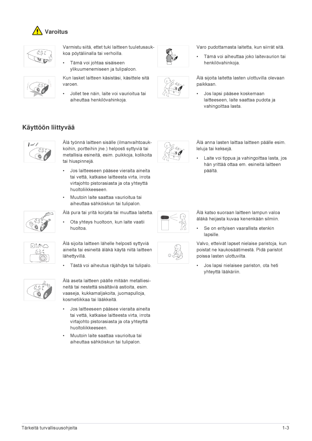 Samsung SP2503XWX/EN, SP2203XWX/EN manual Käyttöön liittyvää 