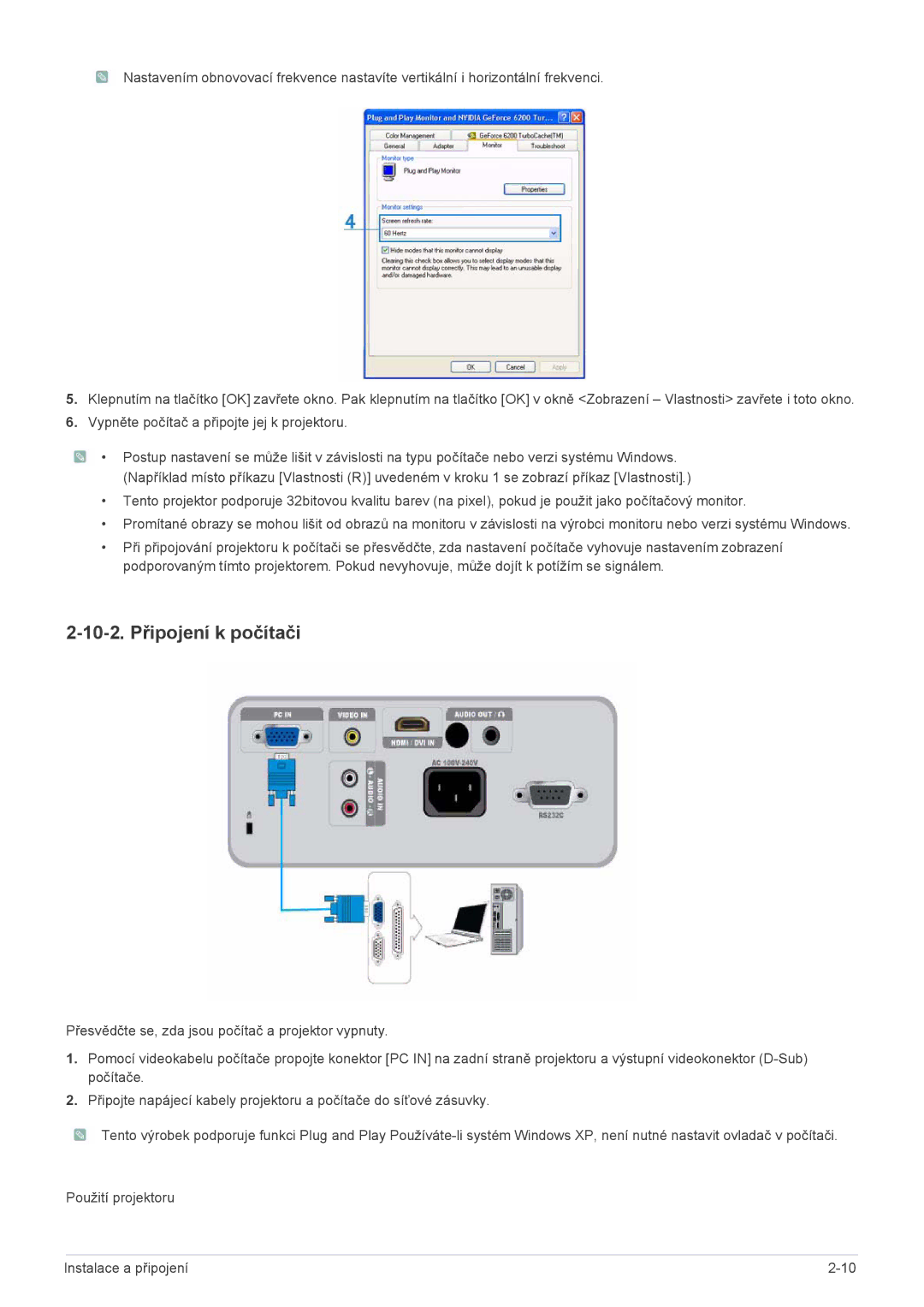 Samsung SP2203XWX/EN manual 10-2. Připojení k počítači 