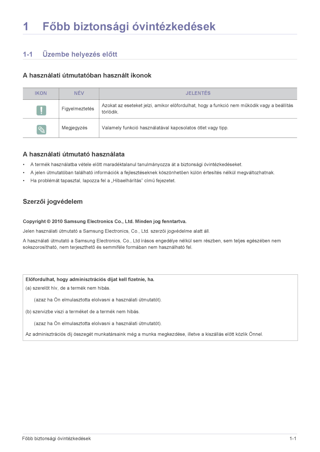 Samsung SP2253WWX/EN manual Üzembe helyezés előtt, Használati útmutatóban használt ikonok, Használati útmutató használata 