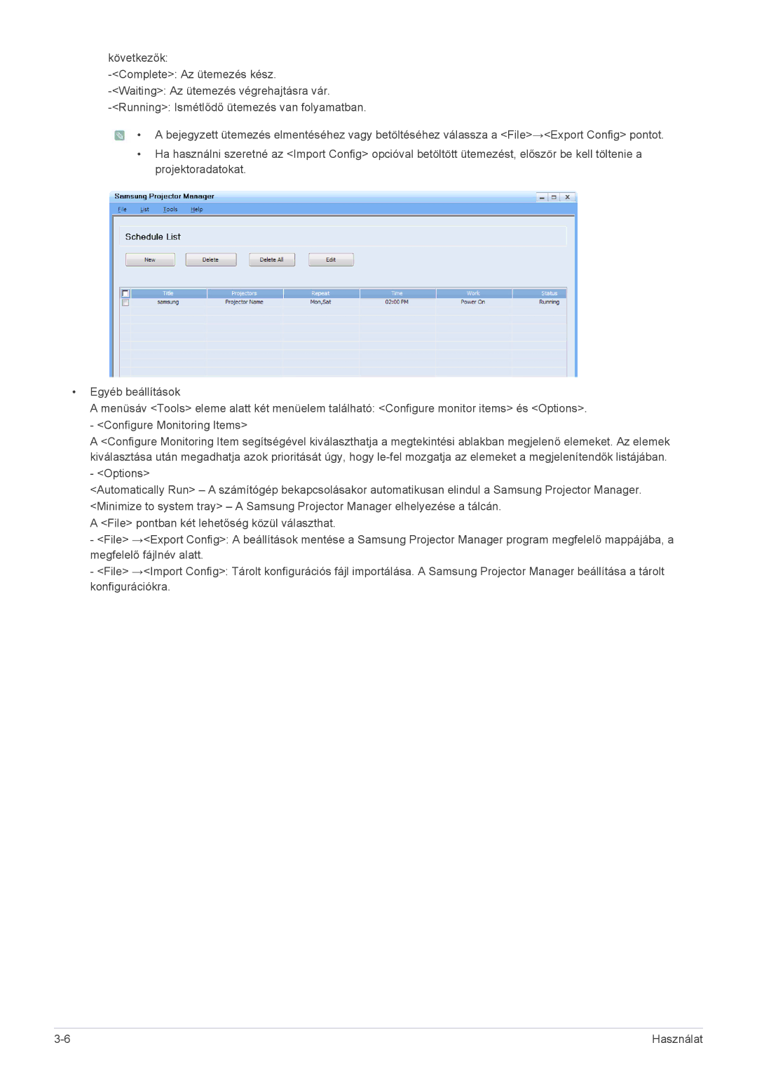 Samsung SP2253WWX/EN, SP2053WWX/EN manual Használat 