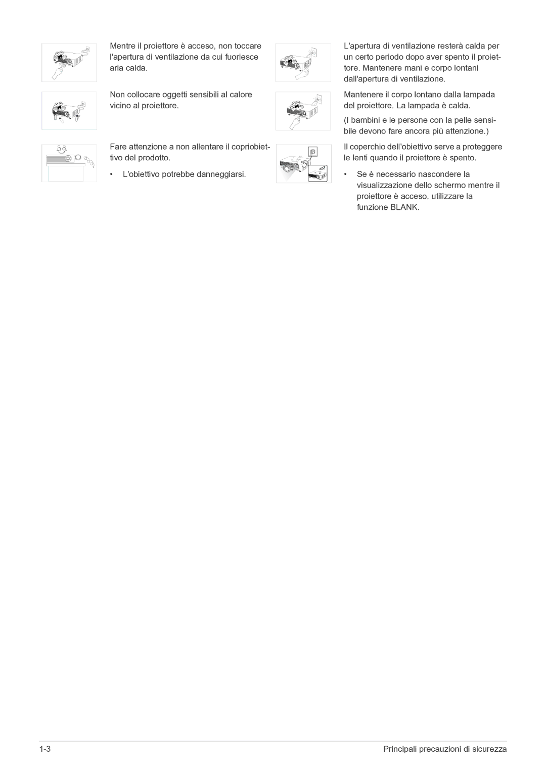 Samsung SP2503SWX/EN, SP2003SWX/EN manual Principali precauzioni di sicurezza 