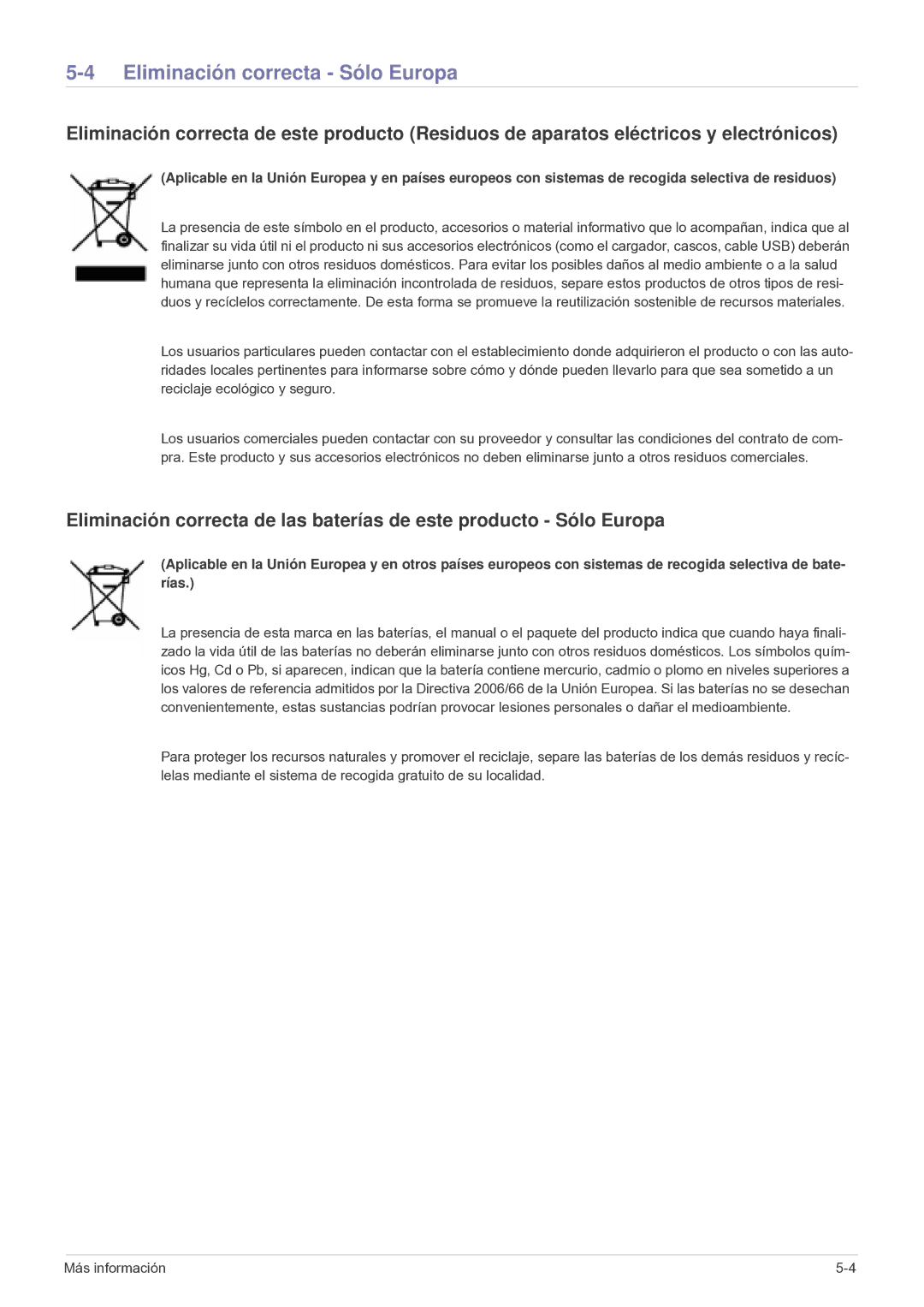 Samsung SP2003SWX/EN, SP2503SWX/EN manual Eliminación correcta Sólo Europa 