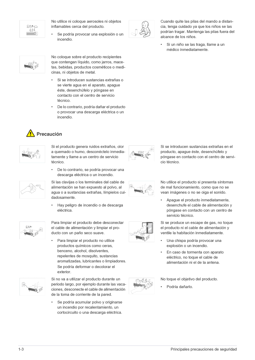 Samsung SP2503SWX/EN, SP2003SWX/EN manual Precaución 