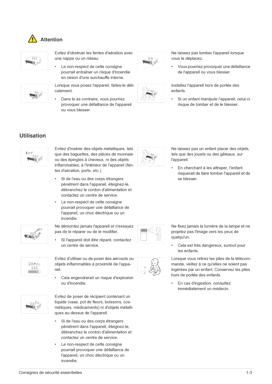 Samsung SP2503WWX/EN manual Utilisation 