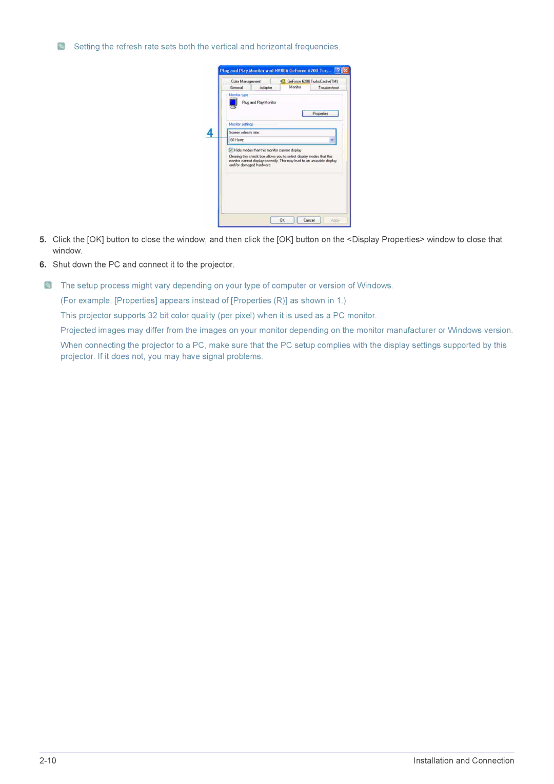 Samsung SP2203XWCX/EN, SP2503XWCX/EN, SP2503XWCX/XV, SP2203XWCX/XV, SP3003XWX/XY manual Installation and Connection 