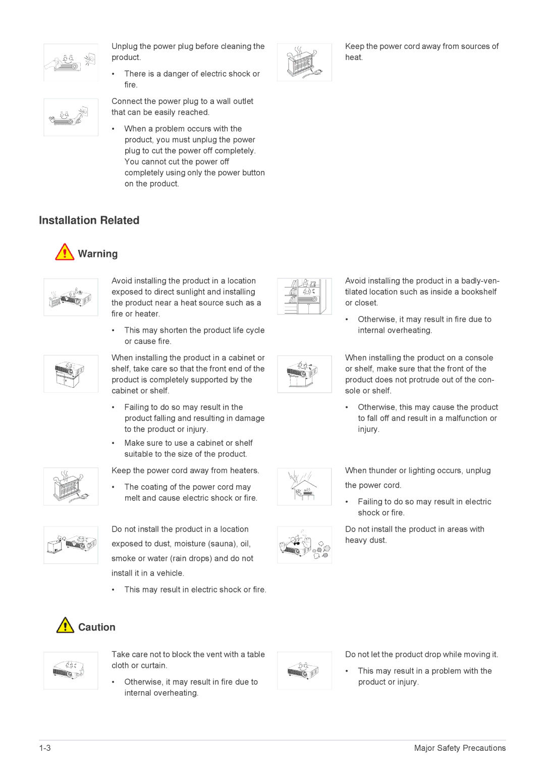 Samsung SP2203XWCX/EN, SP2503XWCX/EN, SP2503XWCX/XV, SP2203XWCX/XV, SP3003XWX/XY manual Installation Related 