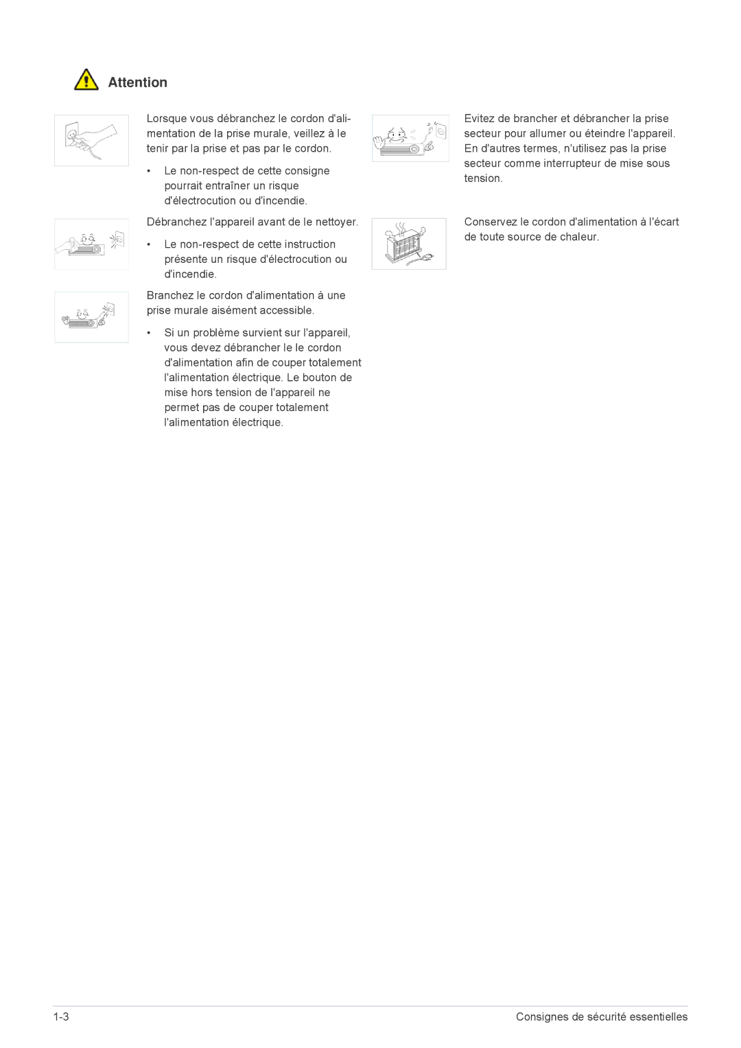 Samsung SP2503XWCX/EN, SP2203XWCX/EN manual Consignes de sécurité essentielles 