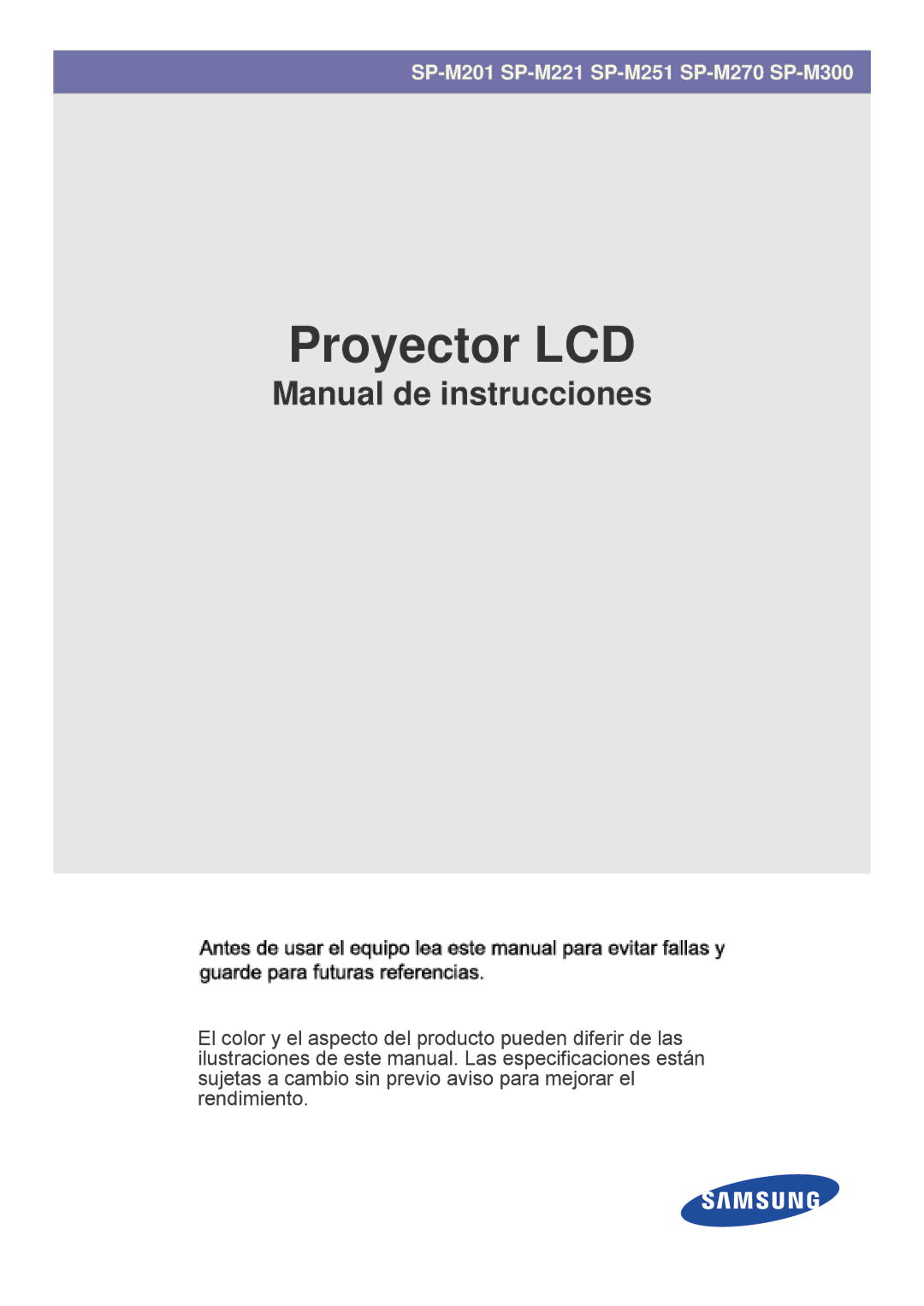 Samsung SP2203XWCX/EN, SP2503XWCX/EN manual Proyector LCD 