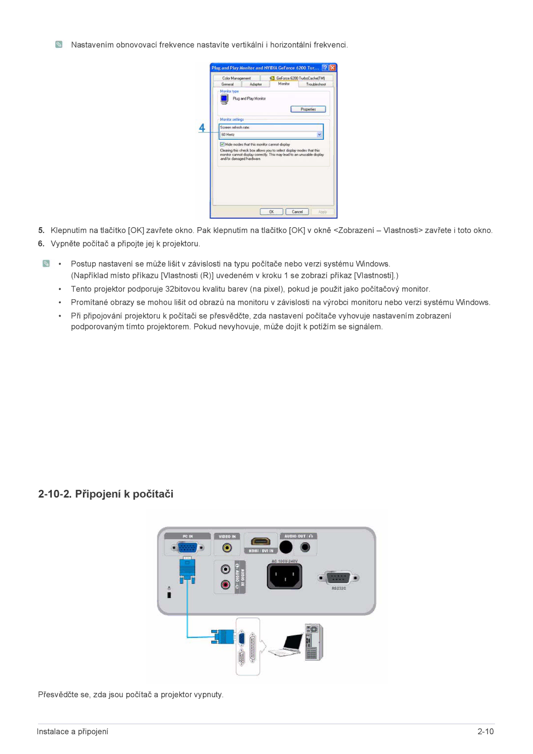 Samsung SP2203XWCX/EN, SP2503XWCX/EN manual 10-2. Připojení k počítači 