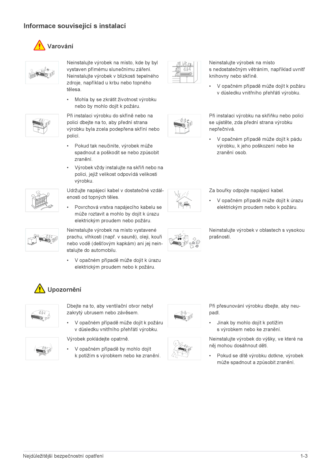 Samsung SP2203XWCX/EN, SP2503XWCX/EN manual Informace související s instalací 