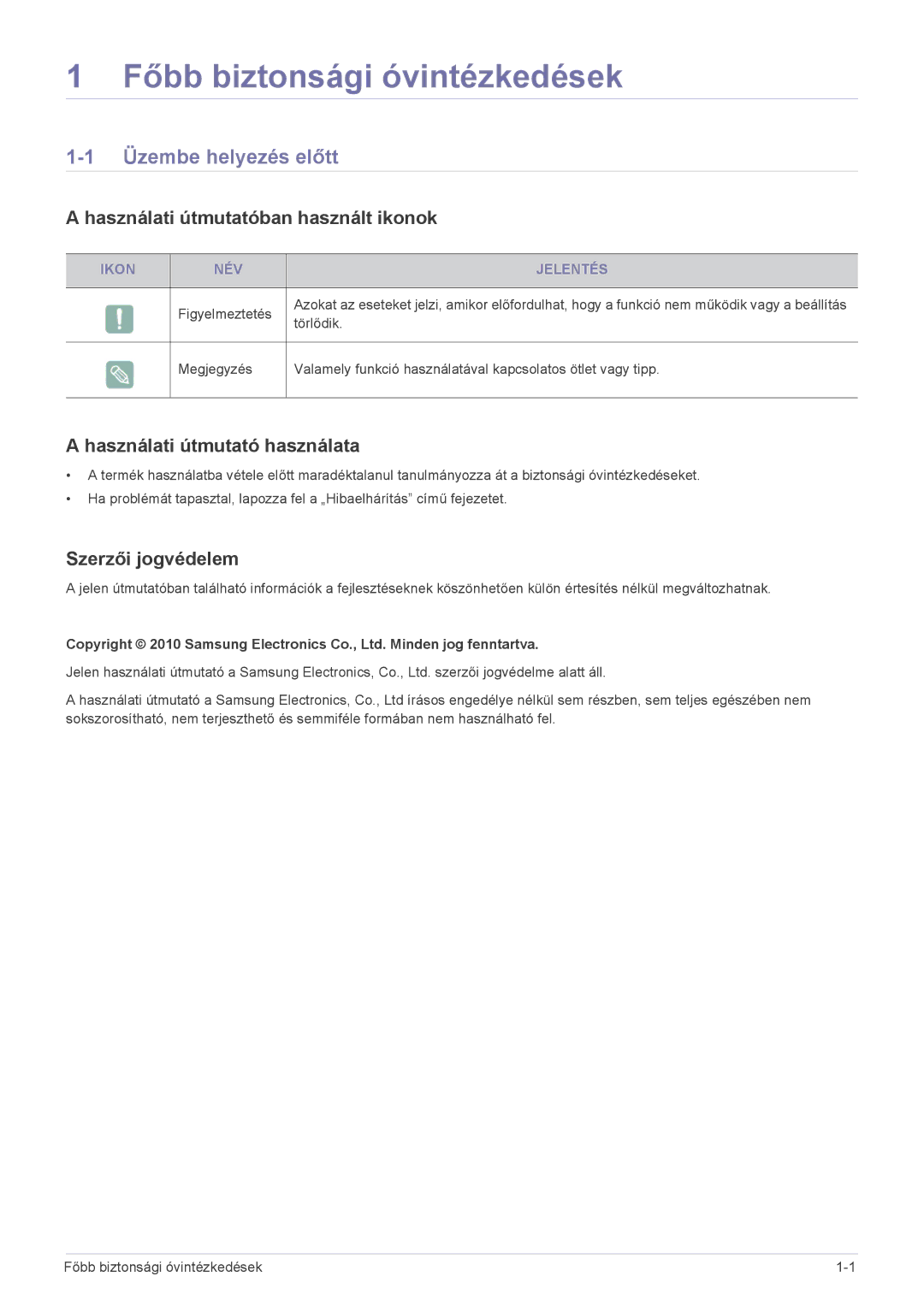 Samsung SP2003XWX/EN manual Üzembe helyezés előtt, Használati útmutatóban használt ikonok, Használati útmutató használata 