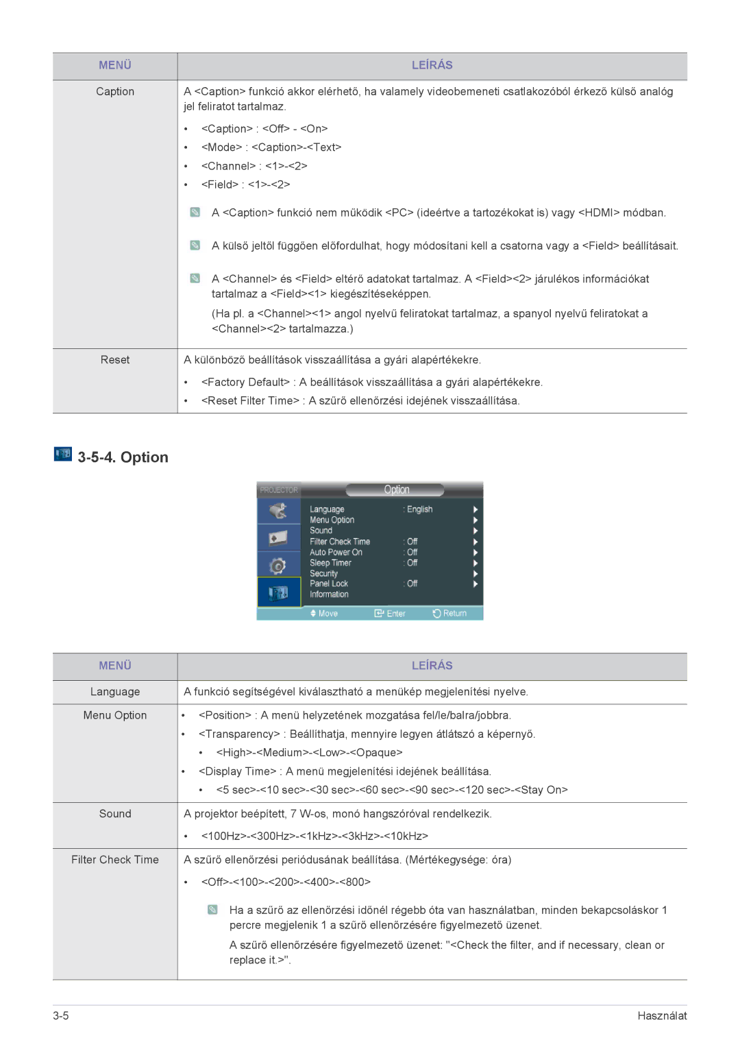 Samsung SP2003XWX/EN, SP2503XWX/EN manual Option 