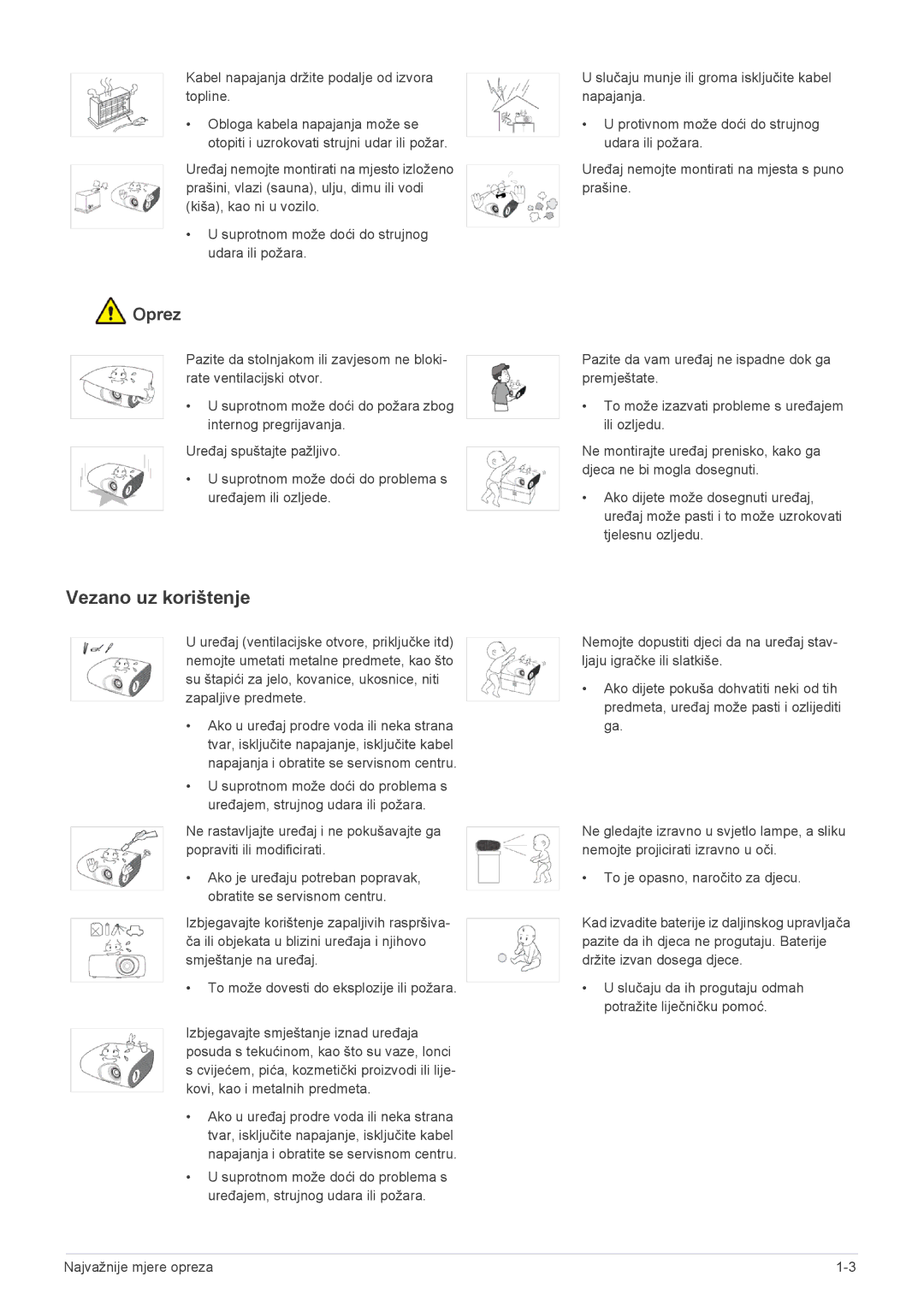 Samsung SP2503XWX/EN manual Vezano uz korištenje 