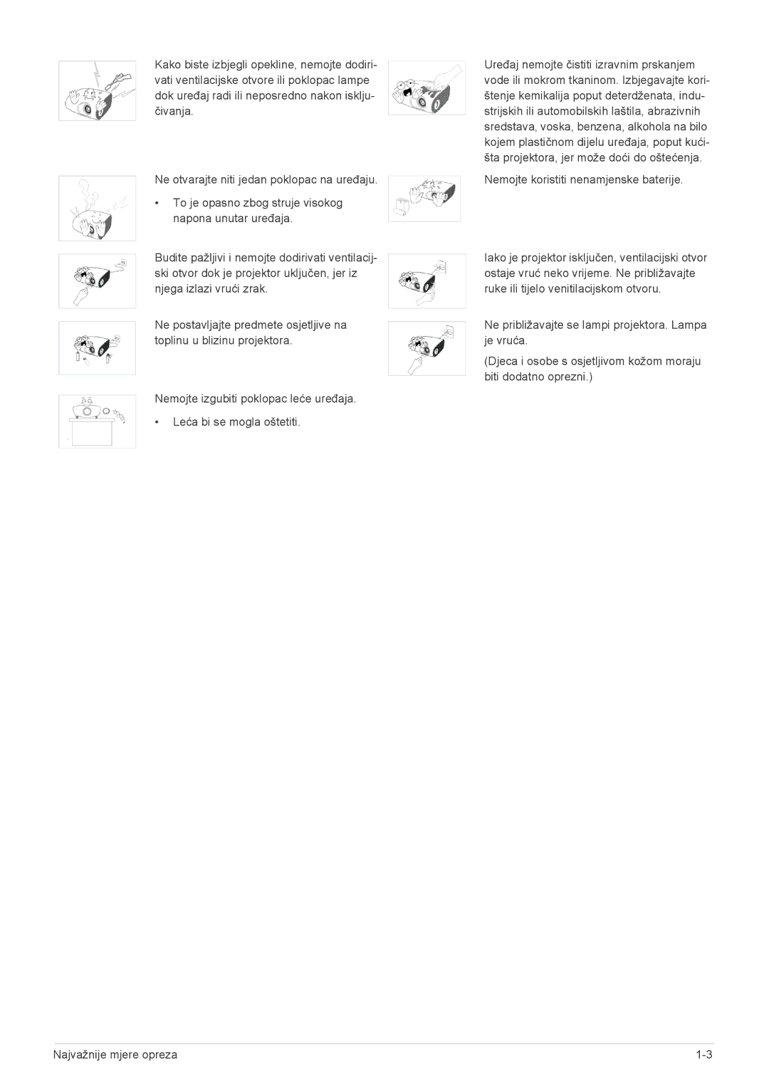 Samsung SP2503XWX/EN manual Nemojte koristiti nenamjenske baterije 