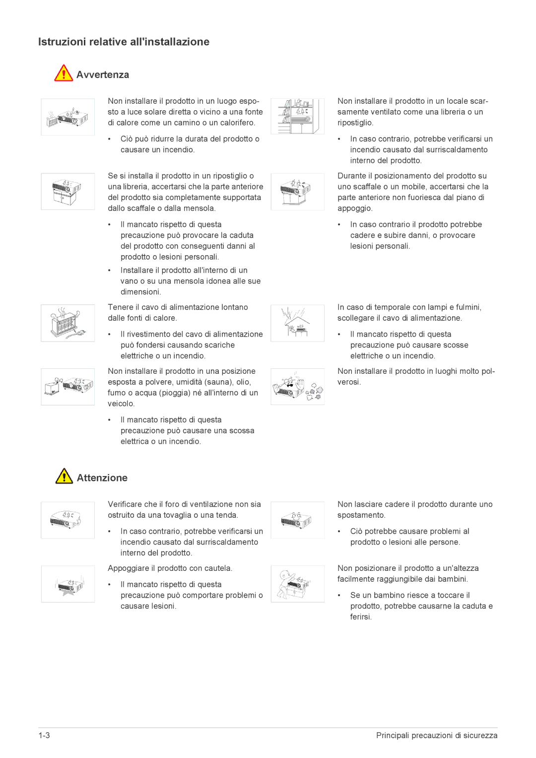 Samsung SP2253WWX/EN, SP2553WWX/EN, SP2553XWX/EN manual Istruzioni relative allinstallazione 