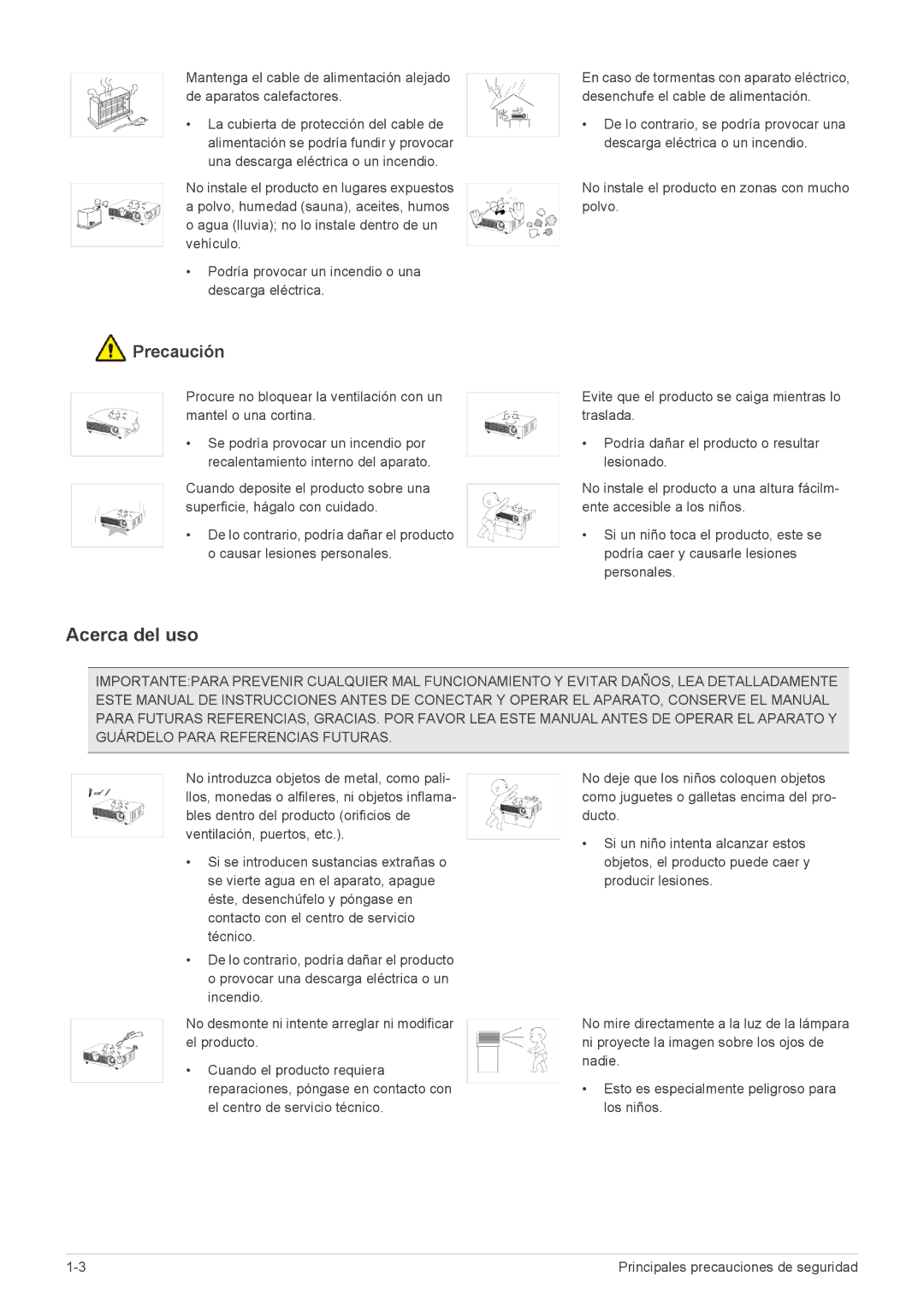 Samsung SP2253XWX/EN, SP2553WWX/EN, SP2553XWX/EN manual Acerca del uso 