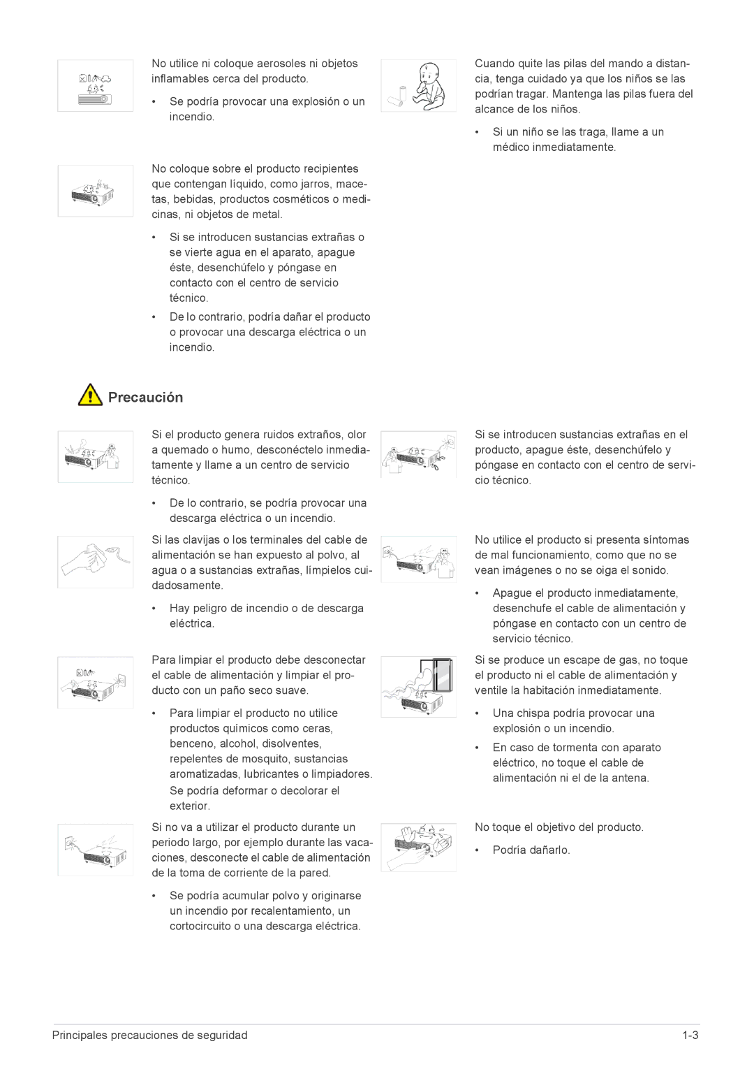 Samsung SP2553WWX/EN, SP2553XWX/EN, SP2253XWX/EN manual Precaución 