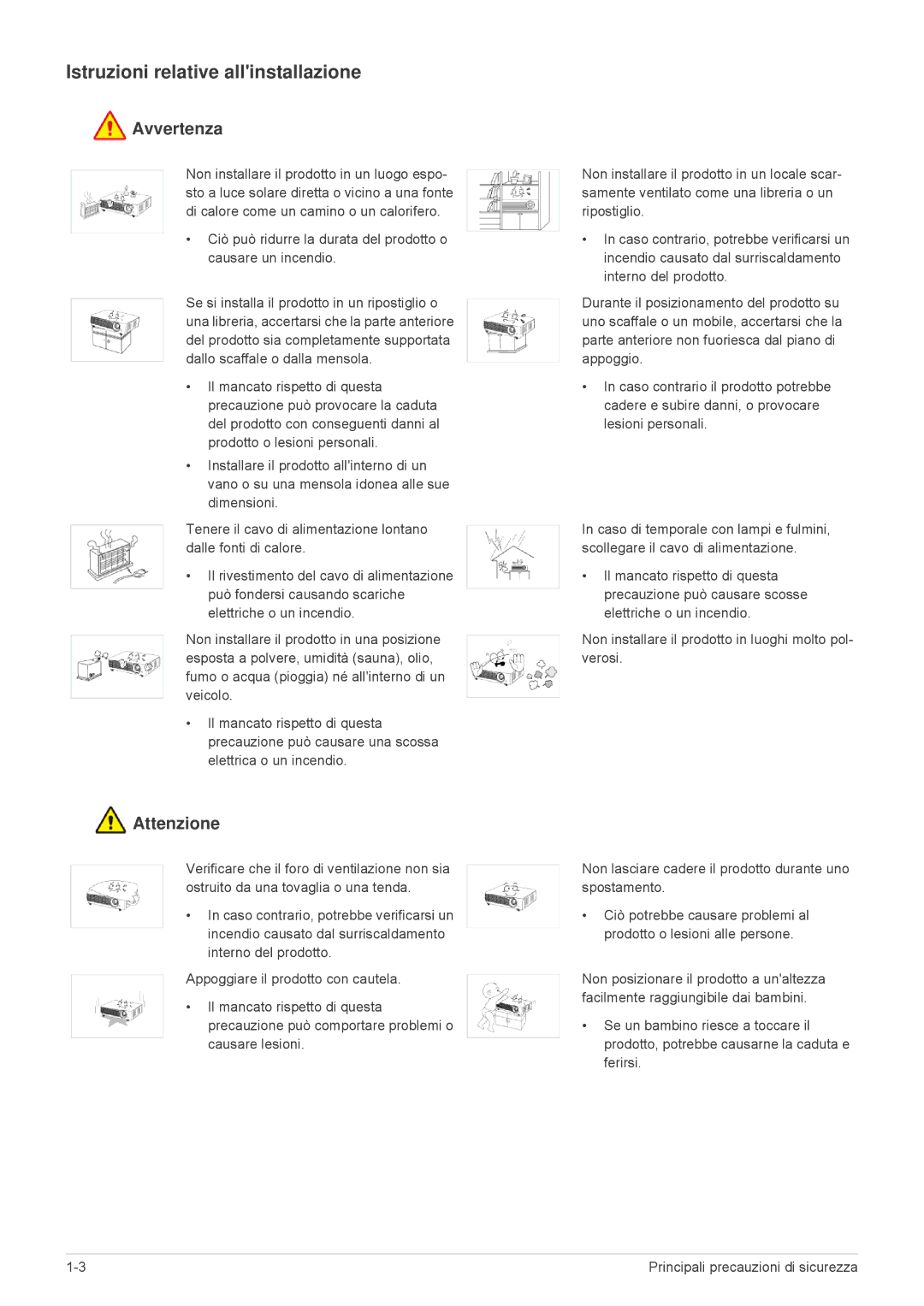 Samsung SP2553WWX/EN, SP2553XWX/EN manual Istruzioni relative allinstallazione 