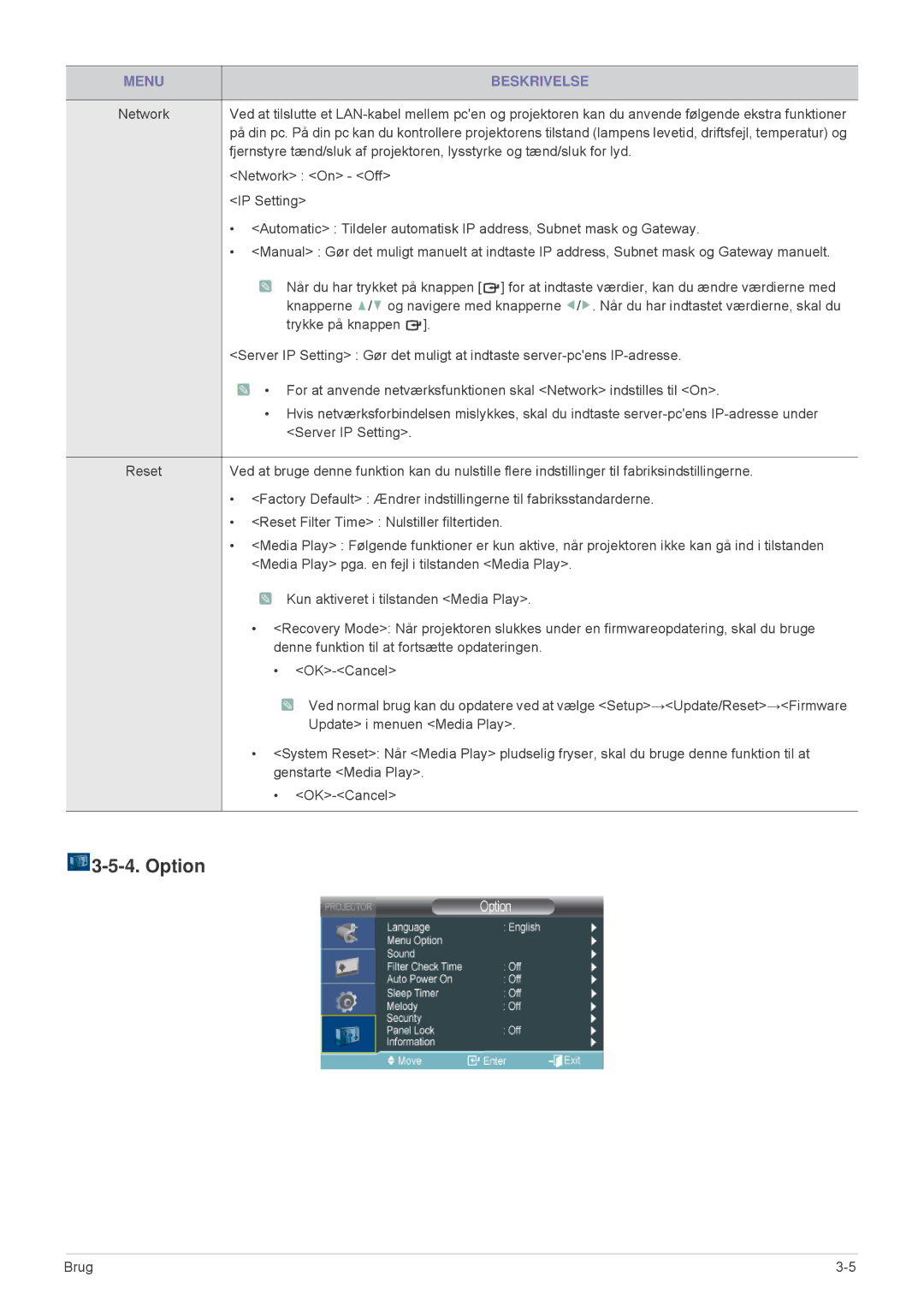 Samsung SP2553WWX/EN, SP2553XWX/EN manual Option 